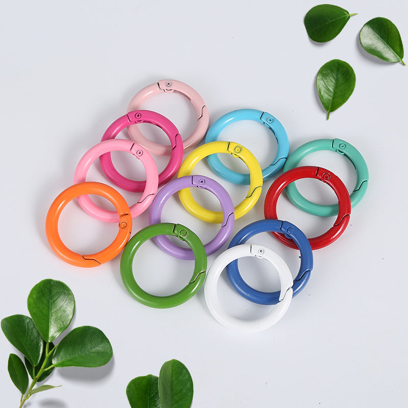 Spring O Rings Alloy Trigger Round Snap Buckle Hook Clip DIY Accessories Spring Keyring Buckle for Keychains, Bag, Purse and Handbag & Keys